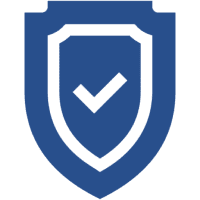Blue shield with check mark icon