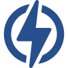 Blue energy logo on dark backdrop