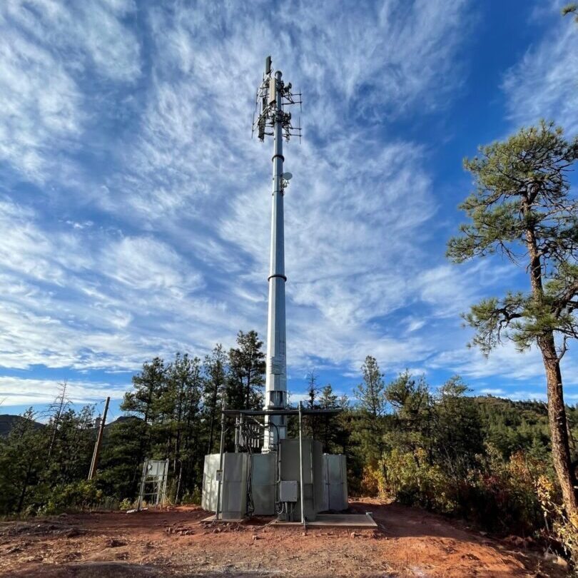 A cell phone tower in the middle of nowhere.